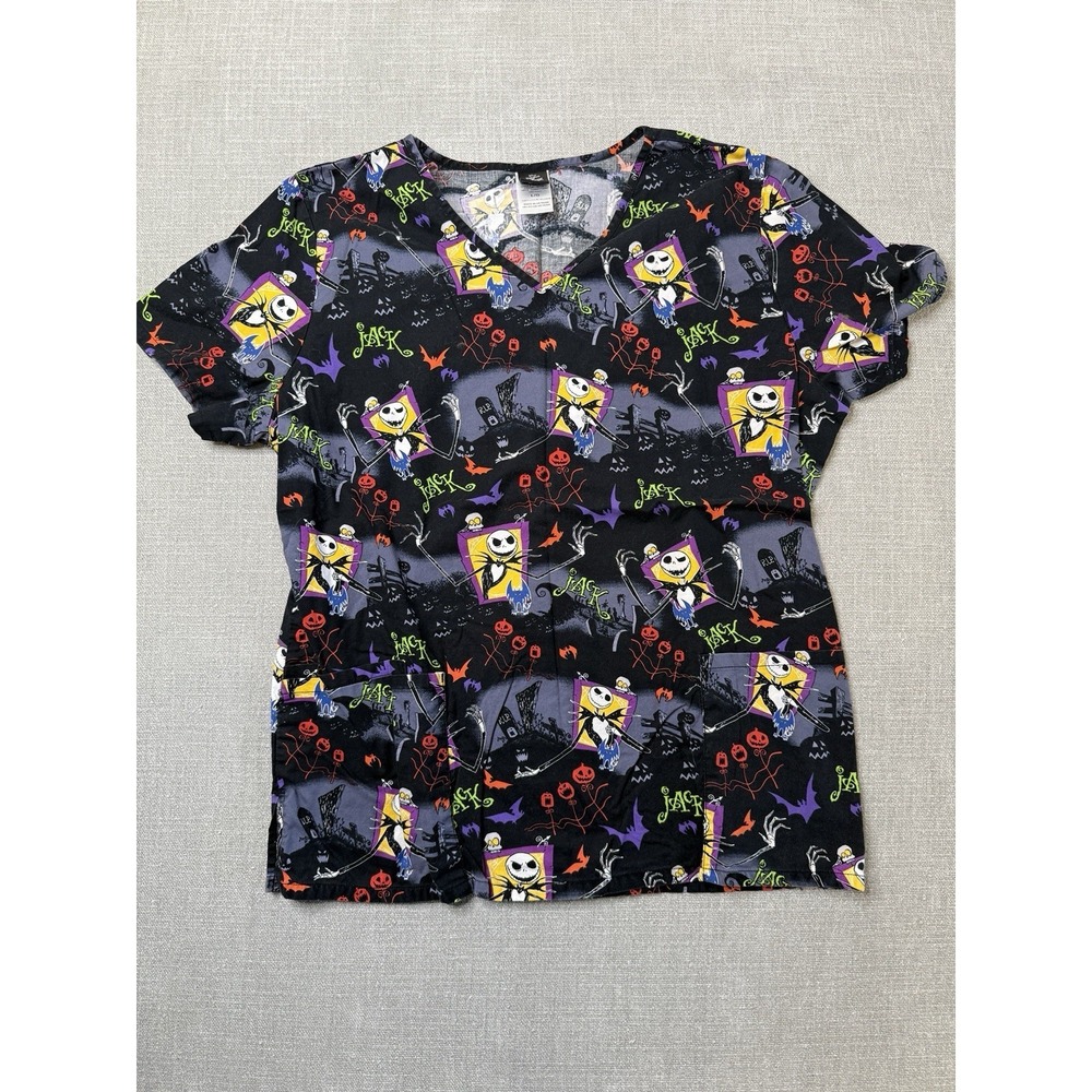 Disney The Nightmare Before Christmas Scrub Top Women's Size L Holiday